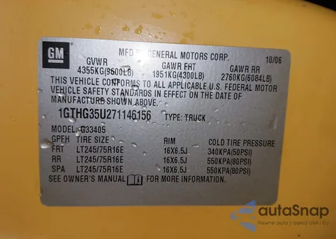 2007 GMC Savana Work Van из США, поврежденный, VIN 1GTHG35U271146156